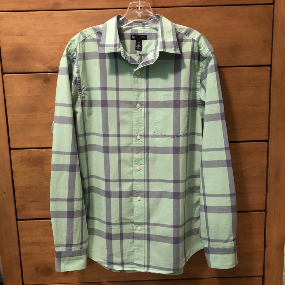 GAP Mint Green Plaid Button Down